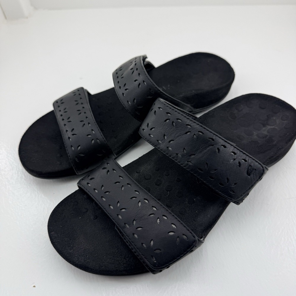 Vionic Randi II Women's US Size 6 EU 37 Black Double Strap Comfort Slide Sandals